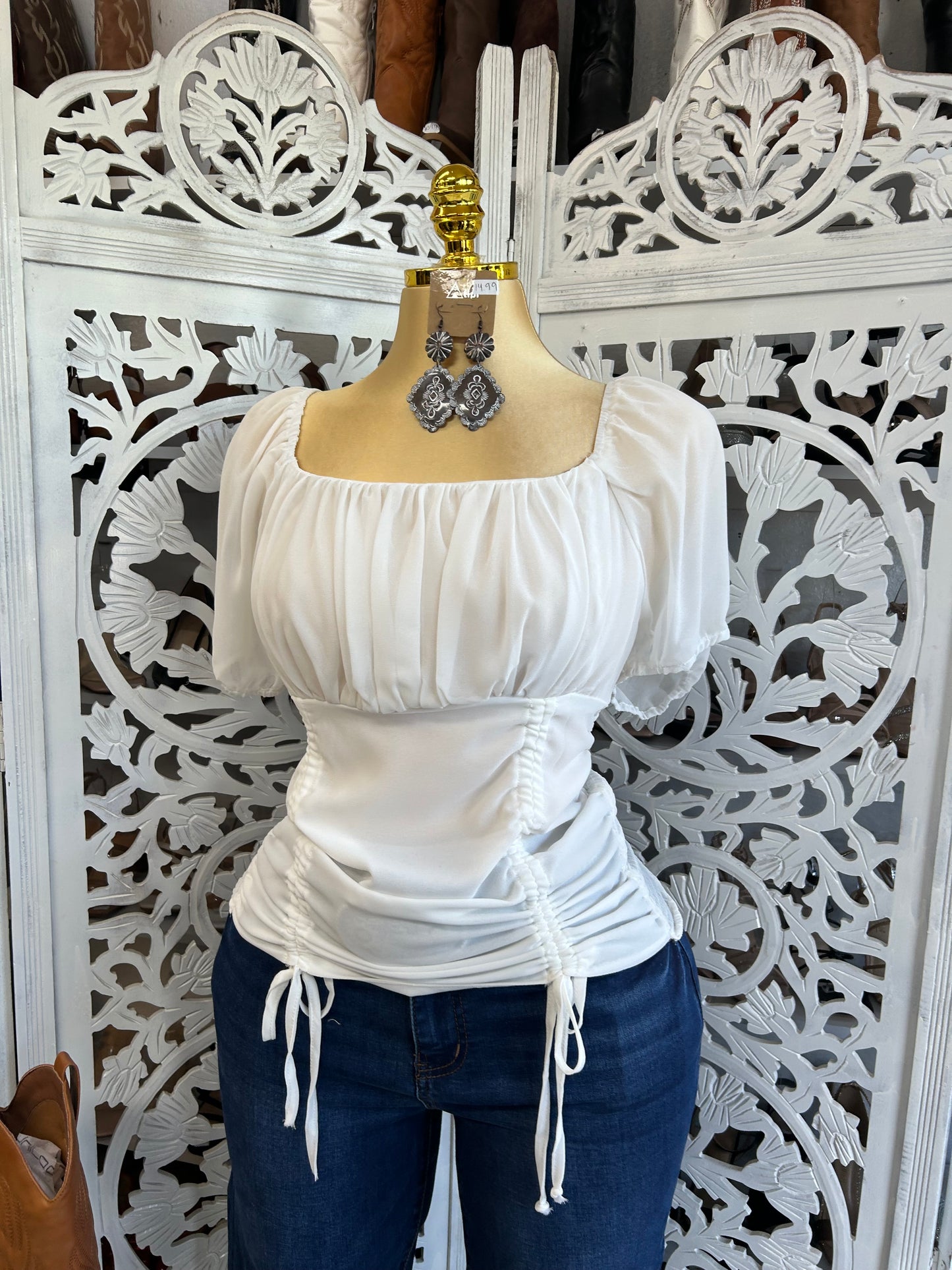 White Drawstring classy top