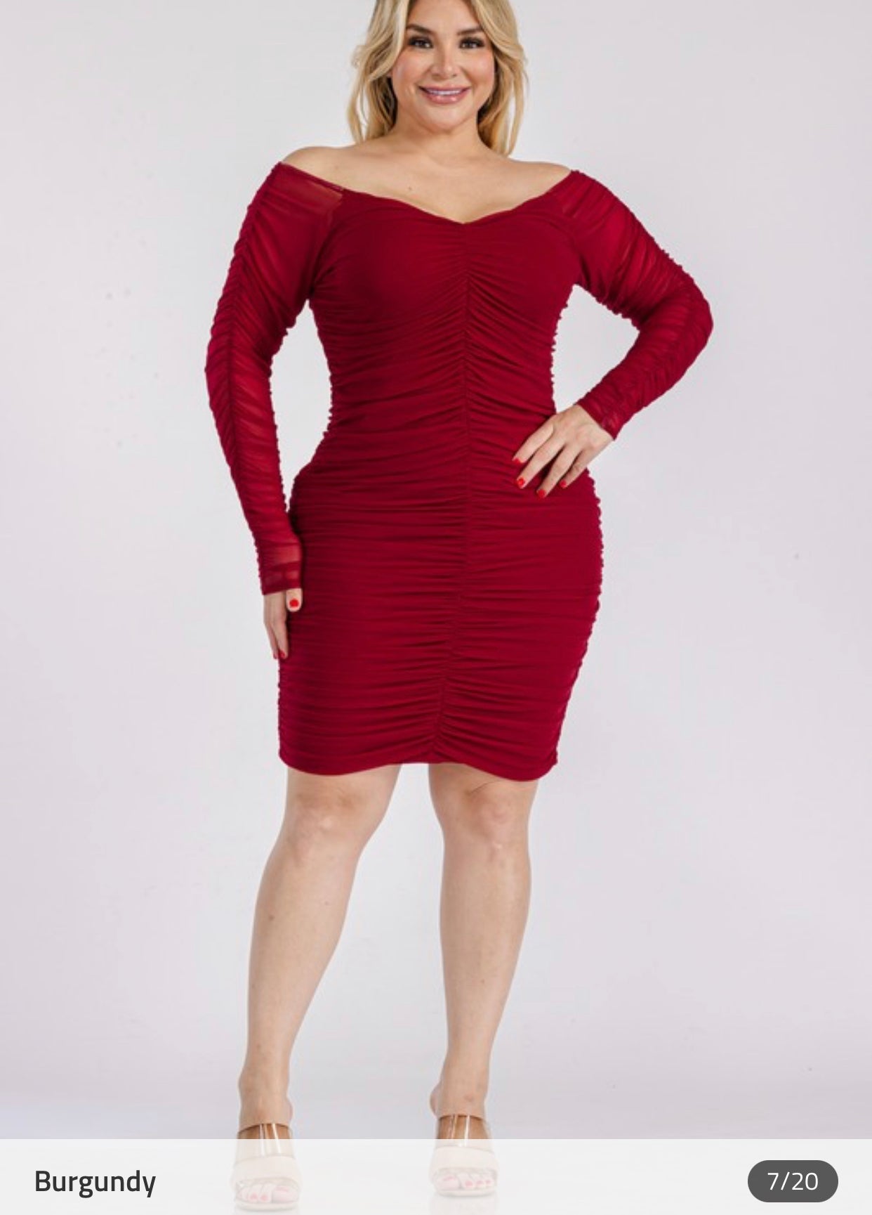 Mesh long sleeve body con dress