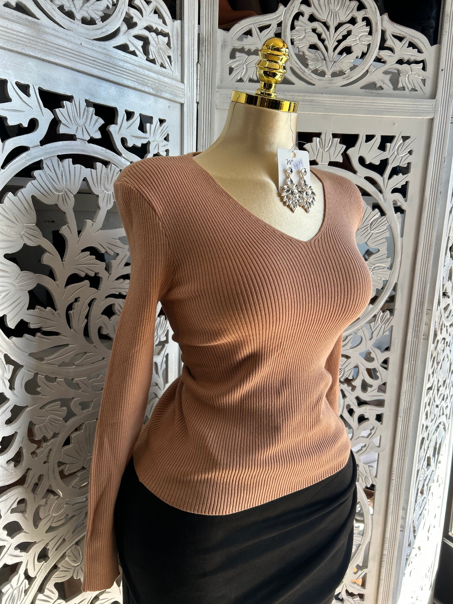 Ribbed warm soft long sleeve top