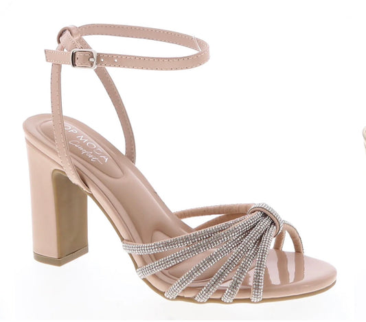 Monica rhinestone block high heels
