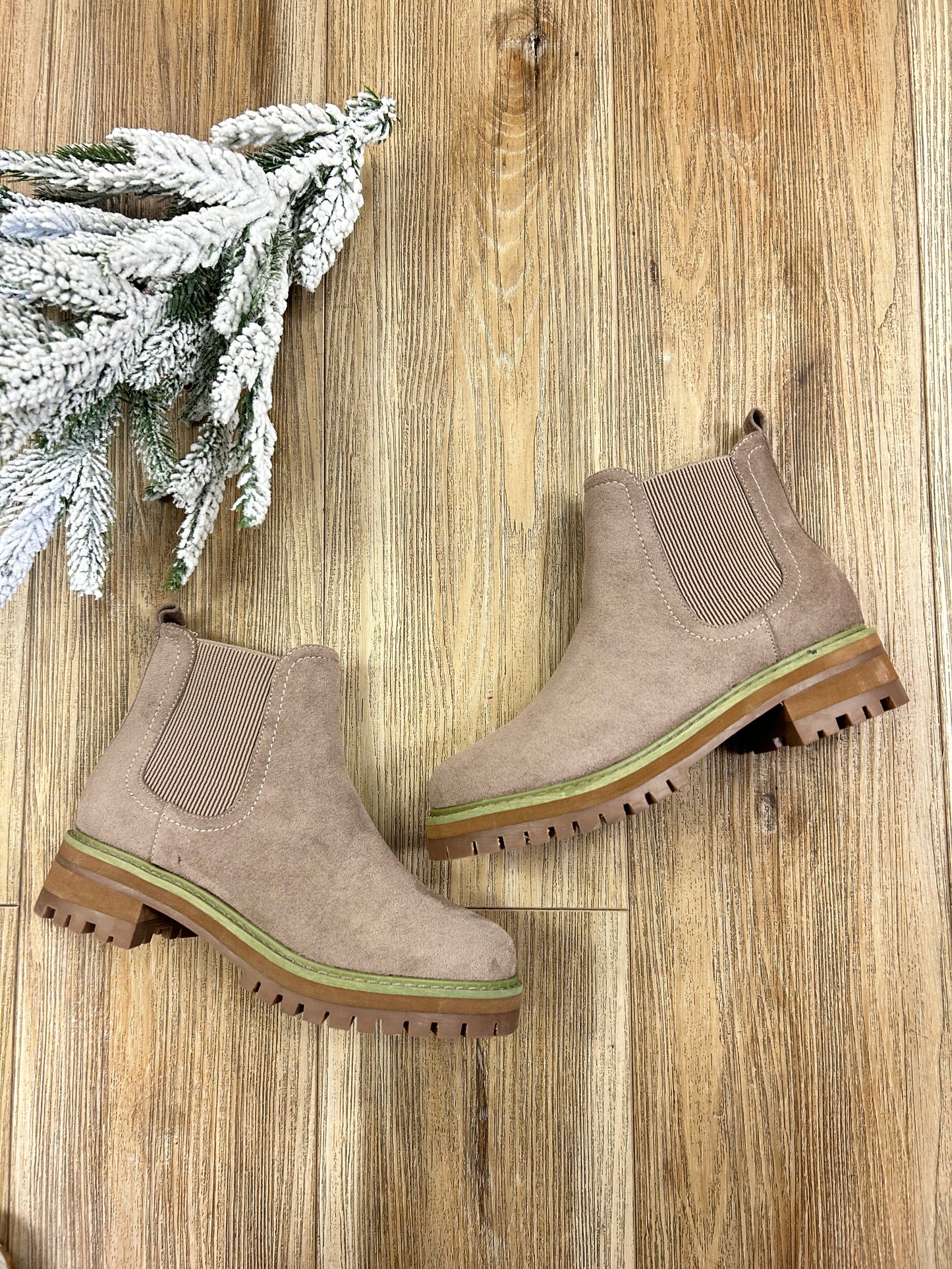 Suede low heel boot (wide fit friendly)