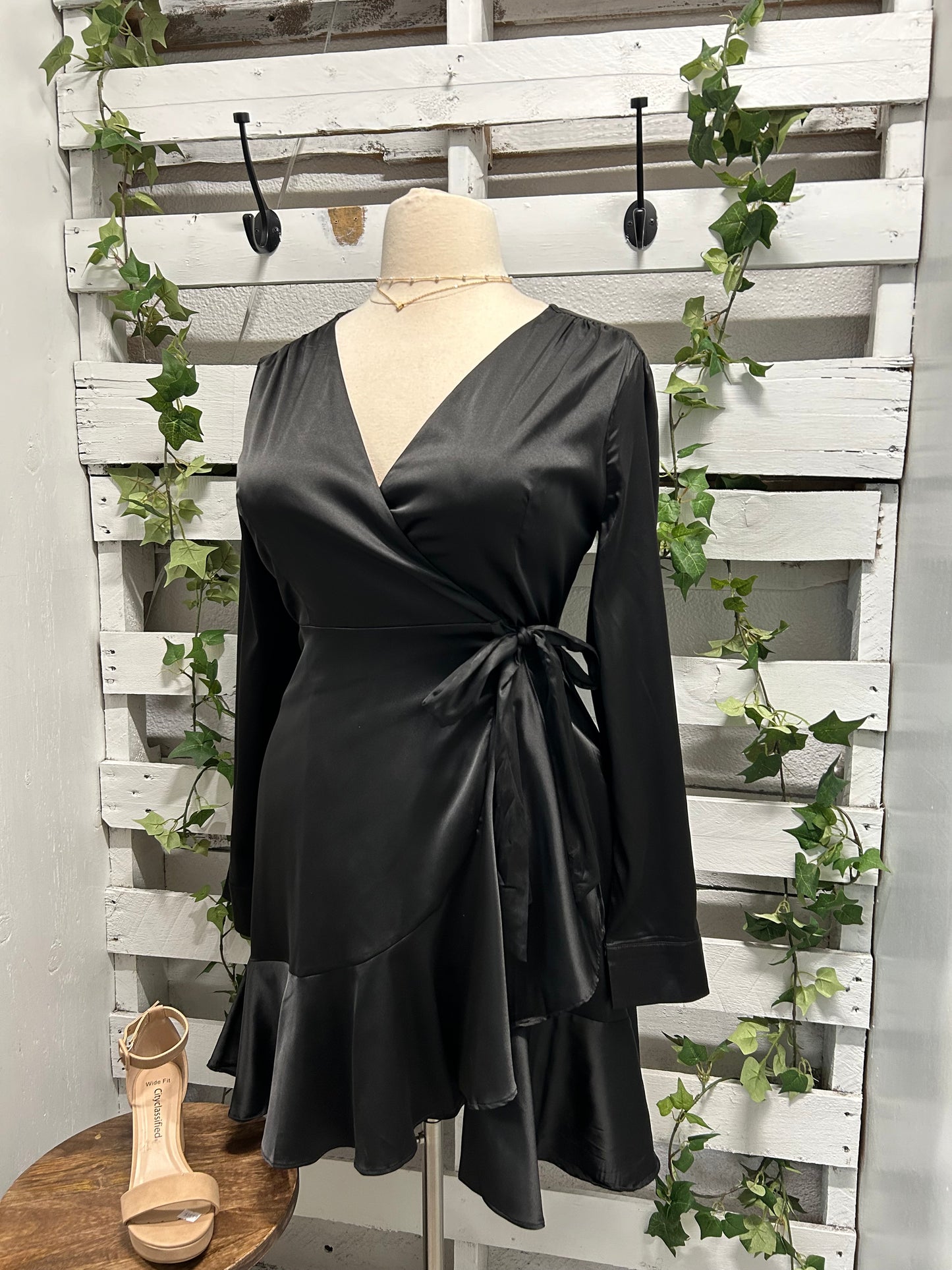 Side tie satin dress