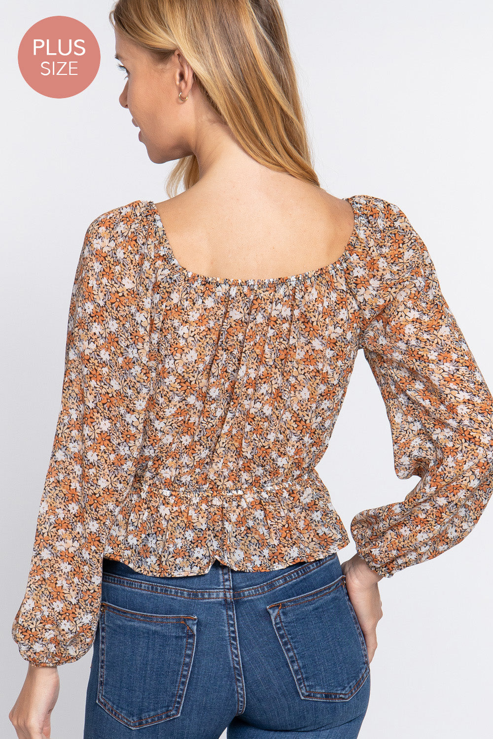 SURPLICE RUFFLE PRINT WOVEN TOP