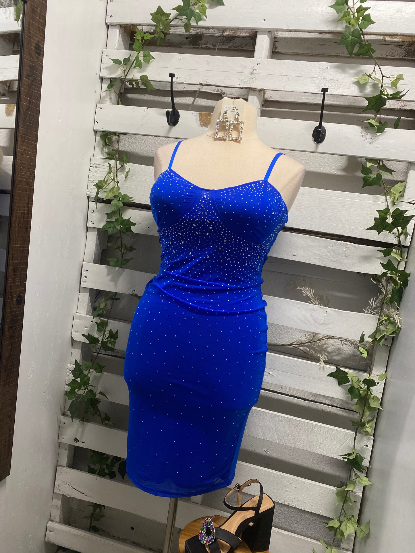 Mesh detailed Rhinestones dress