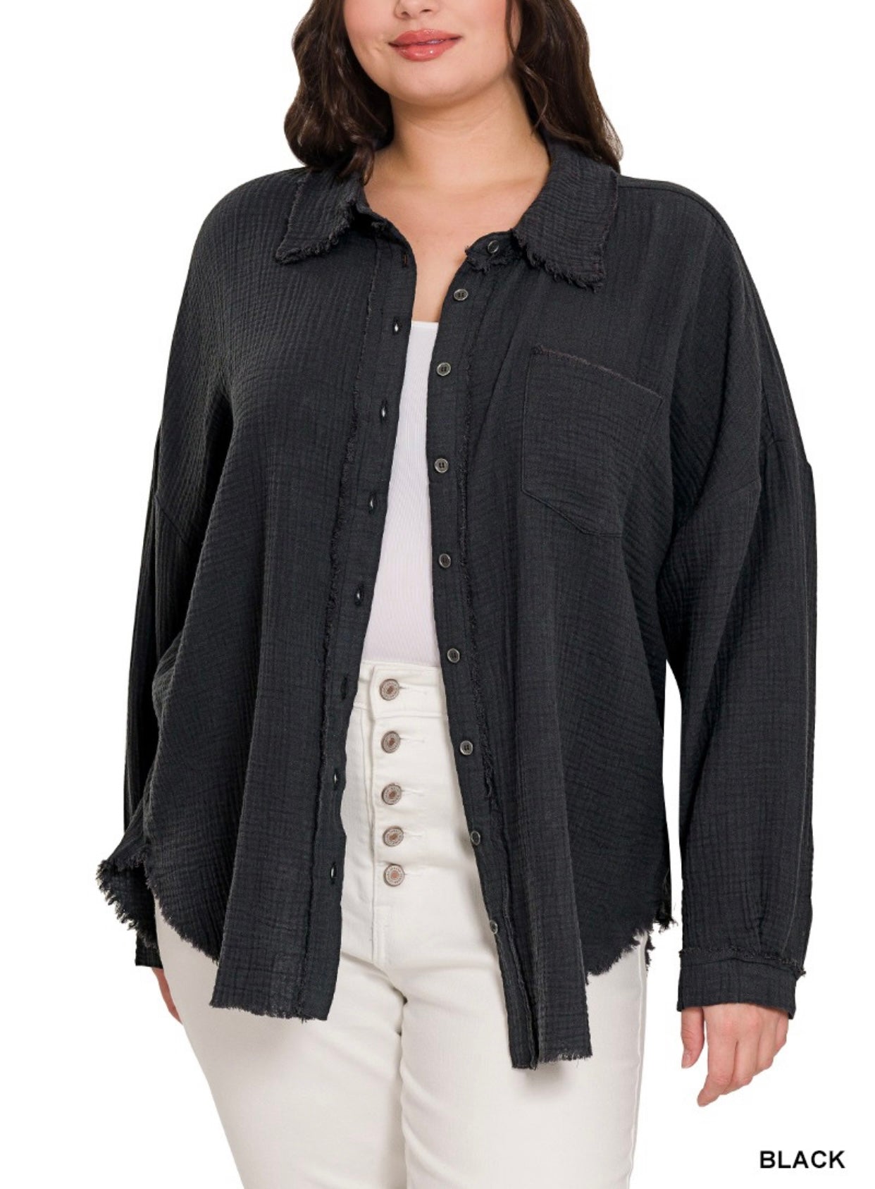 OVERSIZED RAW EDGE SHIRT ﻿BACH PATCH