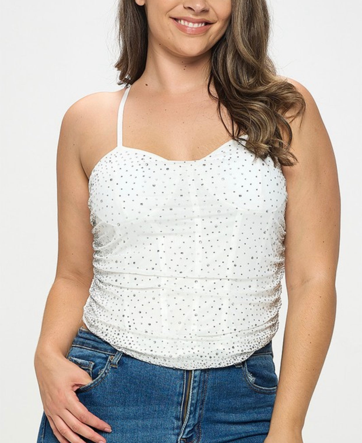 Mesh rhinestone top