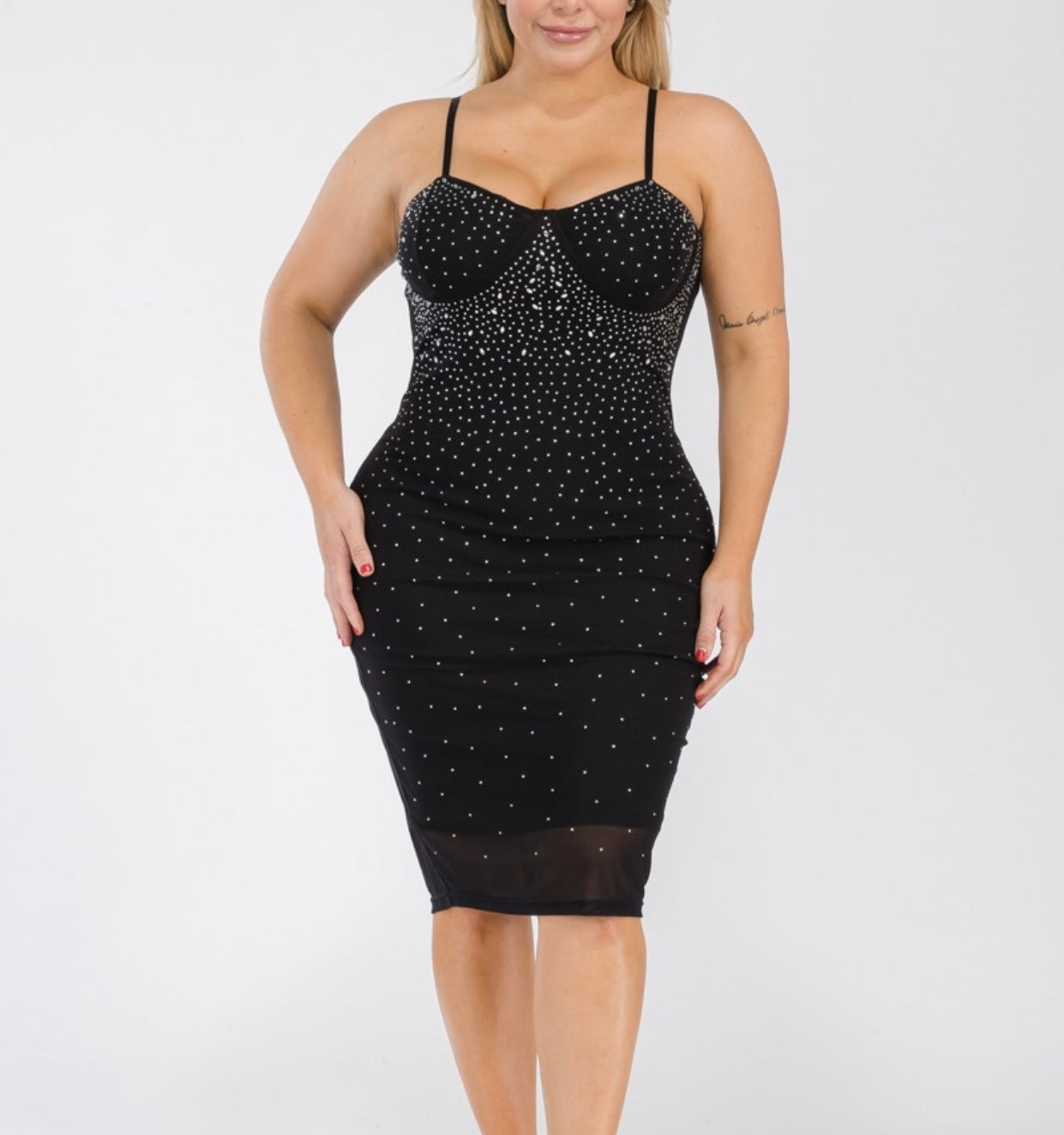 Rhinestone sparkly dress plus size