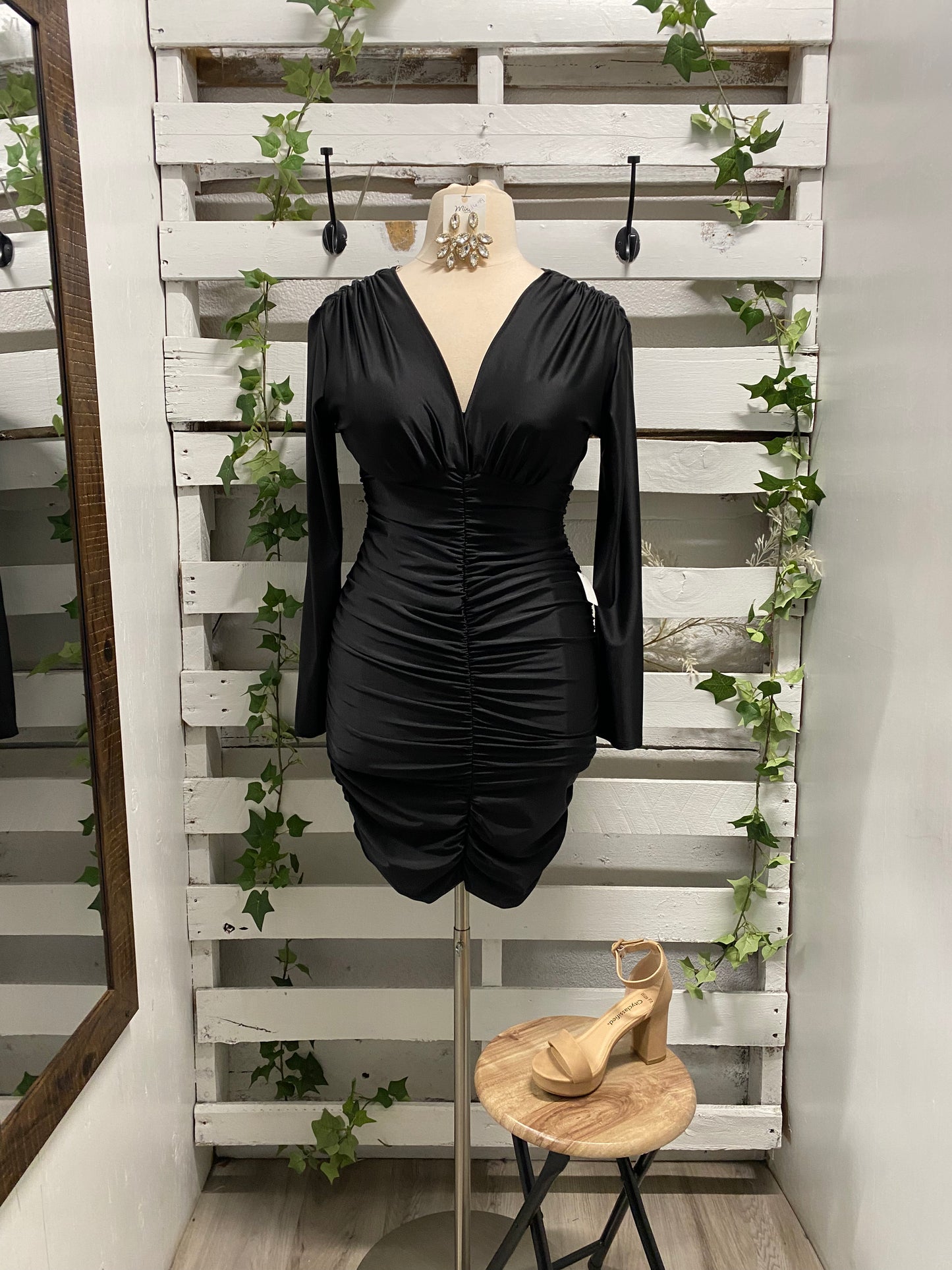 Black v-neck dress