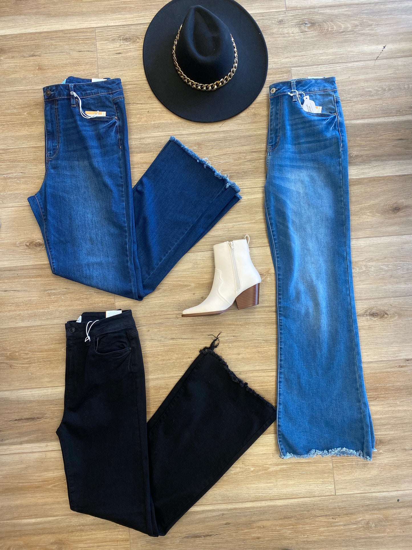 Wax Flare jeans (rips on bottom)