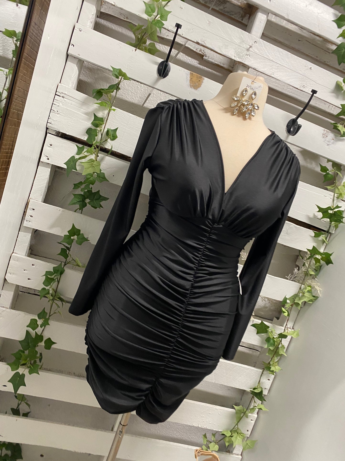 Black v-neck dress