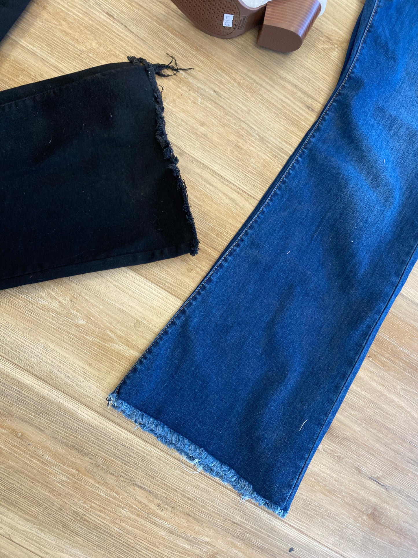 Wax Flare jeans (rips on bottom)