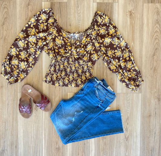 Print flower crop top