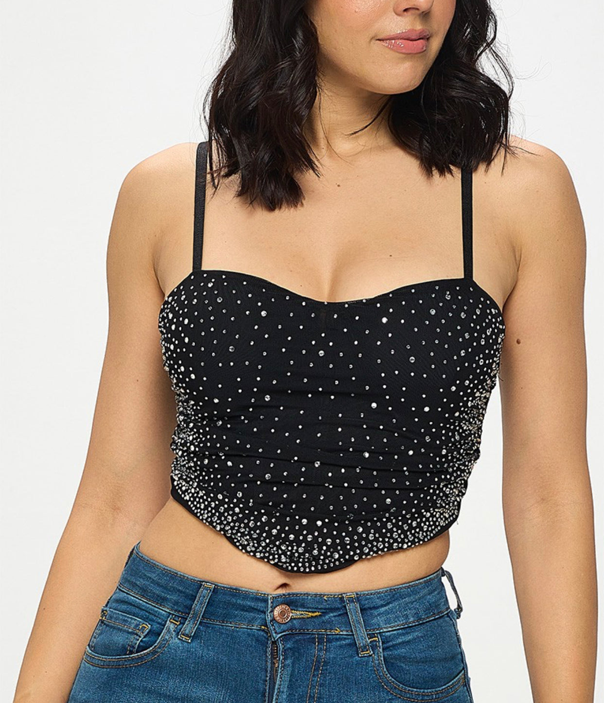 Mesh rhinestone top