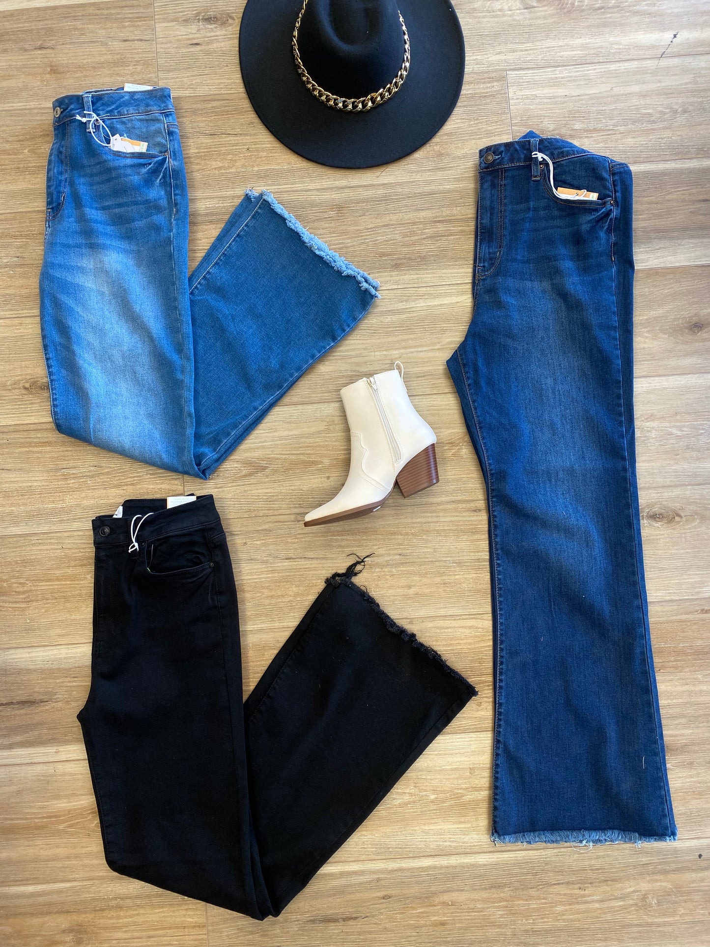 Wax Flare jeans (rips on bottom)