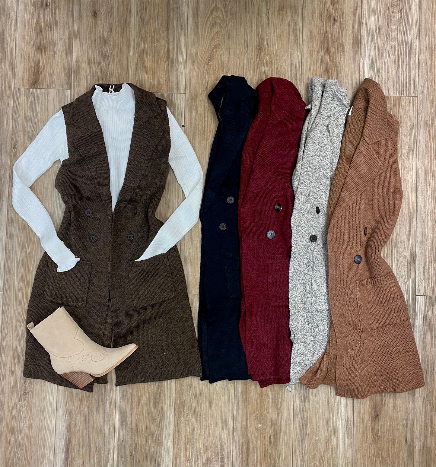 Long knit cardigan vest