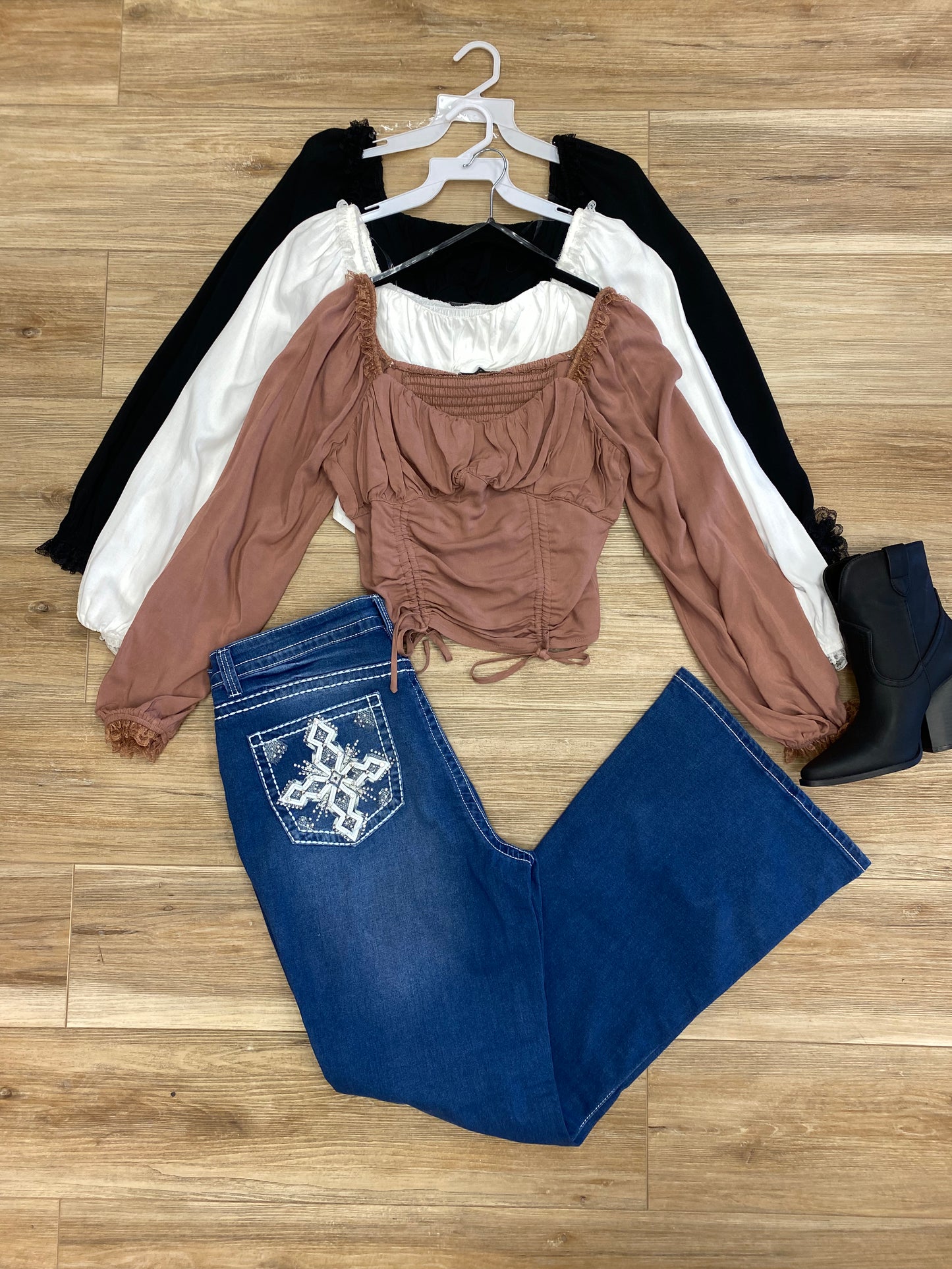 Drawstring cropped shirt