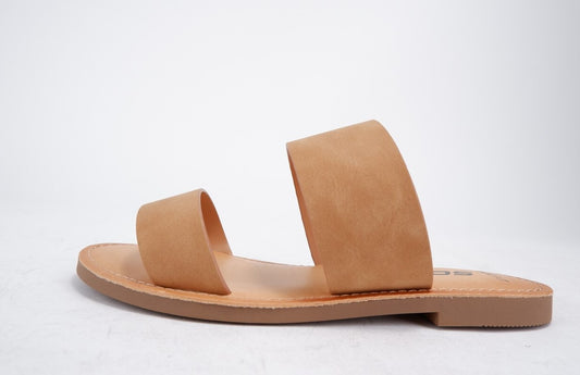 Wide fit double strap tan sandals