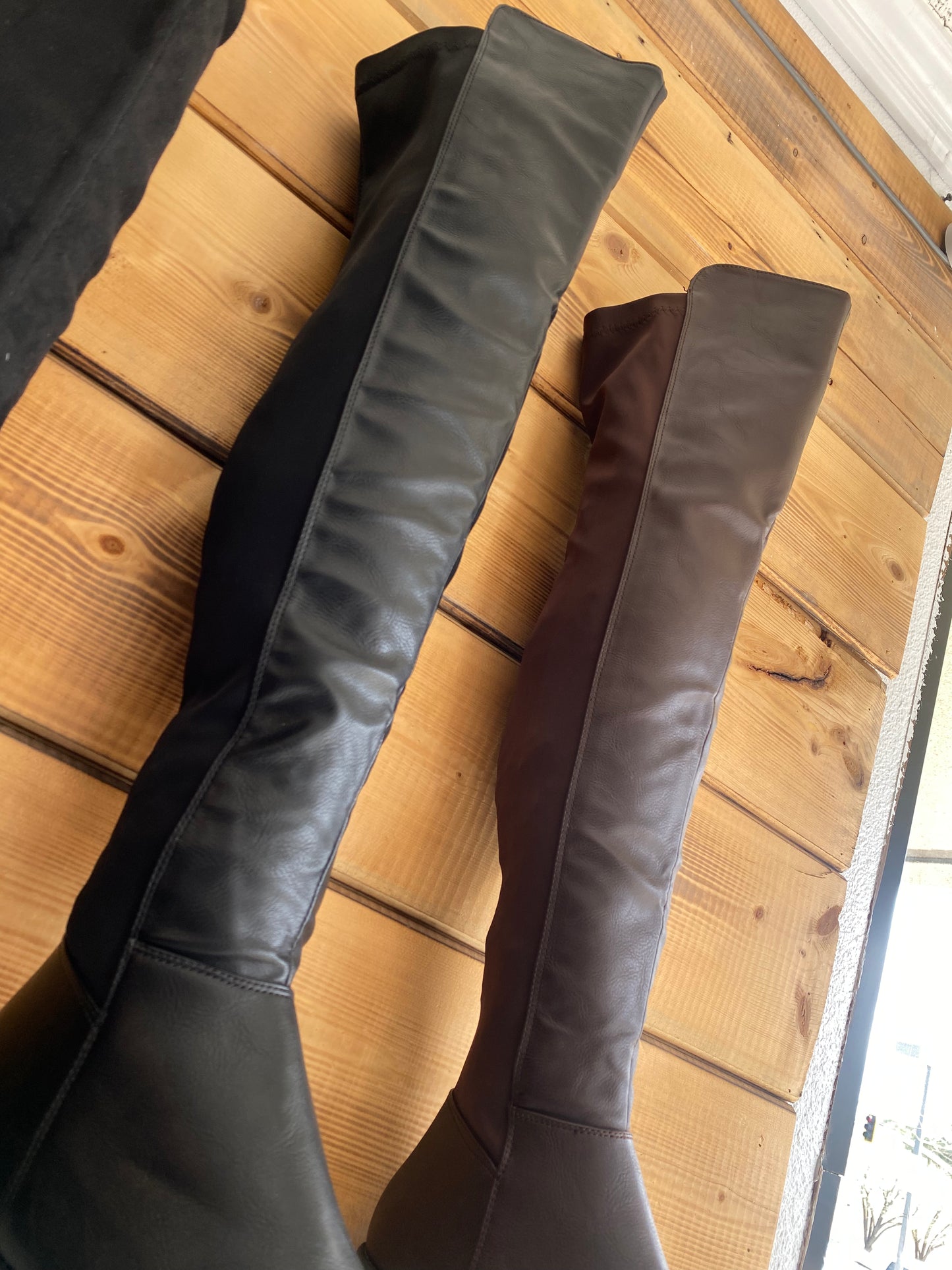 Long high leather boots