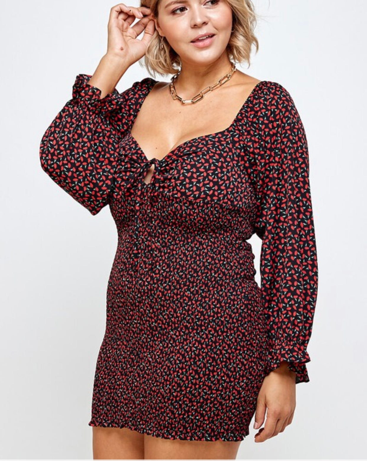 Plus floral print off the shoulder dress