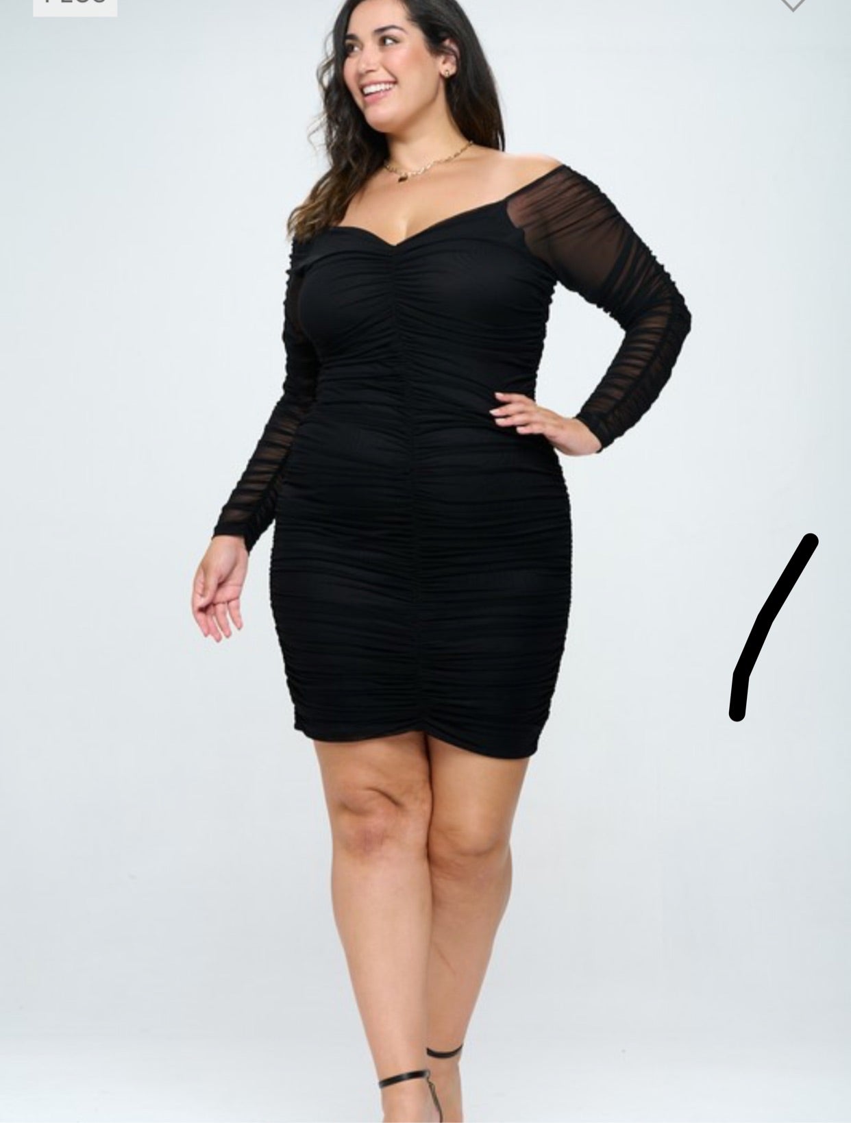 Mesh long sleeve body con dress