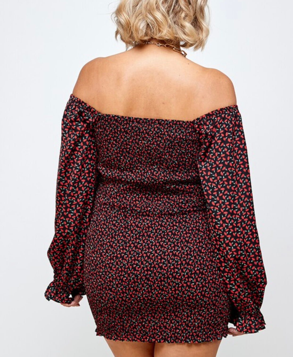 Plus floral print off the shoulder dress