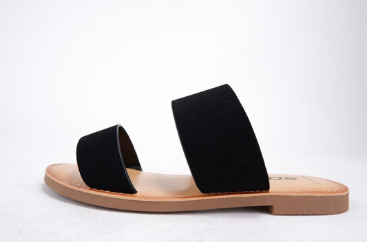 Wide fit double strap black sandals